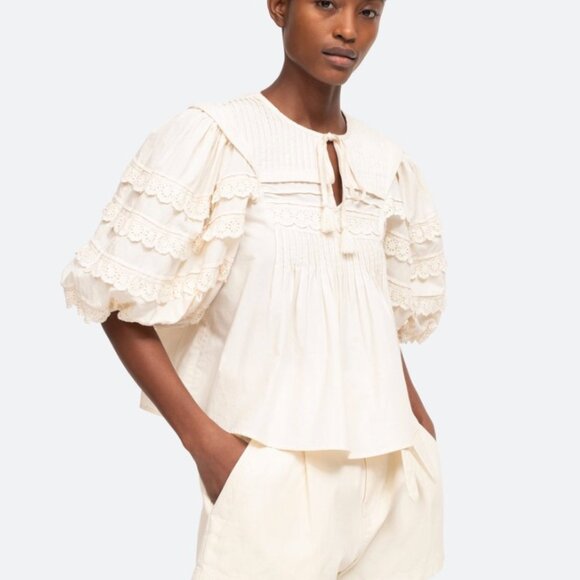 Sea New York Cream Everleigh Eyelet Puff Sleeve Top - Picture 9 of 9
